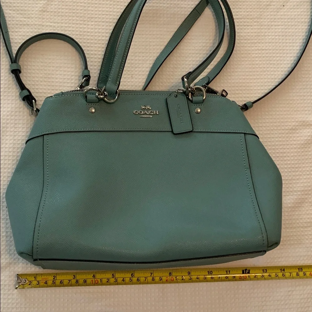 Coach Aqua Leather Shoulder Bag with long crossbody strap